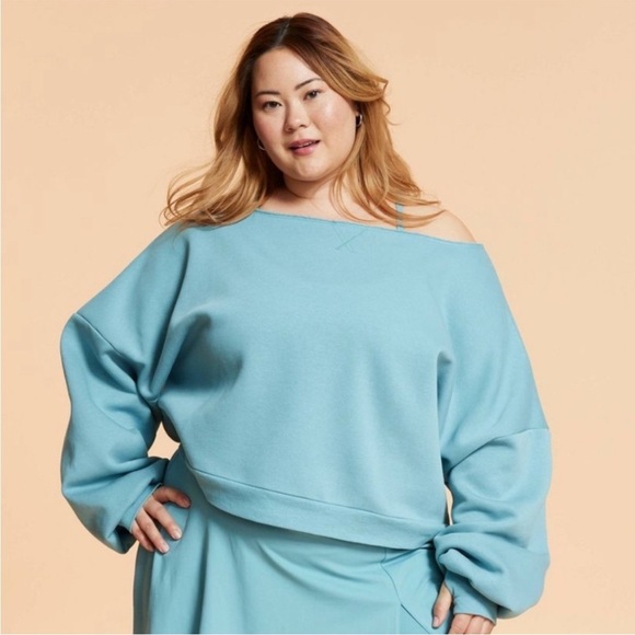 Blogilates Dance Studio Sweatshirt Cameo Blue (Teal) Size 1X NWT - Picture 1 of 6